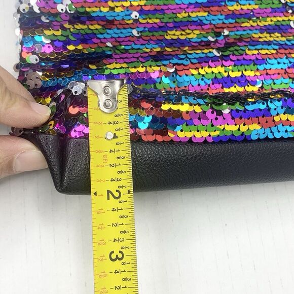 Victoria's Secret Rainbow Sequins Faux Leather Zip Up Clutch Cosmetic Bag Pouch - Picture 7 of 7